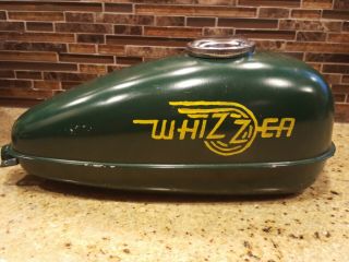 Schwinn Whizzer Motor Bike Tank Embossed Green origial metal w/ cap 2