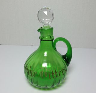 Antique Rare Alpine Bitters Back Bar Green Glass Bottle Decanter
