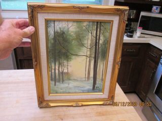 Vintage Small Ginni Gilbert Oil Painting On Canvas Landscape,  Framed