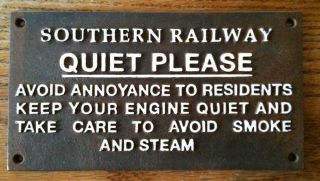 Southern Railway Quiet Plaque Sign Railroad Cast Iron
