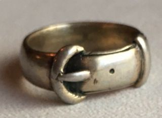 Vintage Old Sterling Silver Buckle Ring Makers Mark