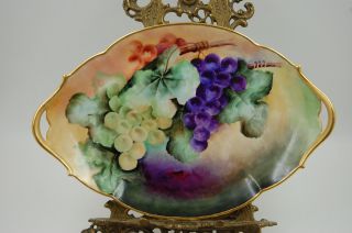 Antique Limoges France Hand Painted Grapes Tray Platter.  Wow