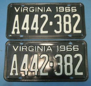 1966 Virginia License Plates Matched Pair With 442 Oldsmobile 442 Dmv Clear