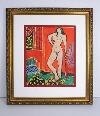 Stunning Henri Matisse 1948 Antique Print " Nue Debout " Gallery Framed Signed