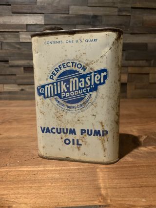 Vintage Perfection Milk Master Vacuum Pump Oil 1 Quart Oil Can Cream Separator