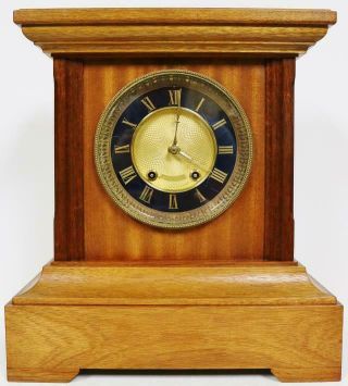 Large Antique French 8 Day Gong Striking Solid Walnut Mantel / Bracket Clock