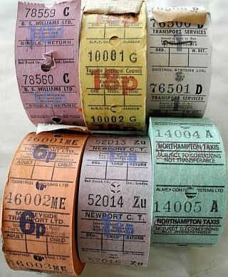 Bus Tickets: 6 " Ultimate " Ticket Machine Rolls Different Operators As Photo