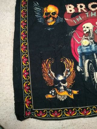 Vintage MOTORCYCLE TAPESTRY - BROTHERS IN THE WIND Skull Riders 2
