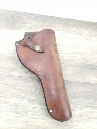Vintage Red Head Leather Revolver Holster 205 Db Large On The Belt Right Hand