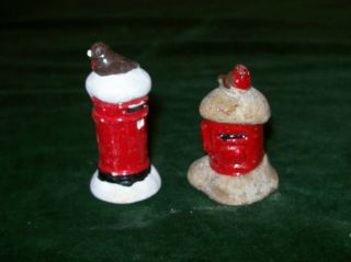 C.  1950 Christmas Cake Toppers,  Form Of English Postboxes,  With Robins & Snow