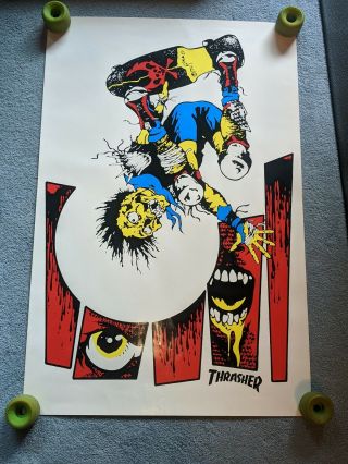 Large Pushead Thrasher Print 80s Vintage Zorlac Skateboard Powell Rare