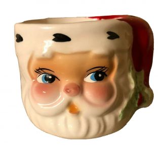 Vintage Josef Originals Holly & Berry Santa Face Christmas Mug Org Label Korea