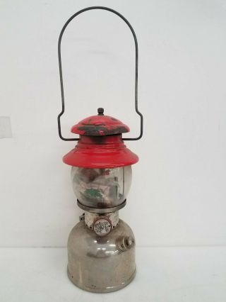 Vintage Coleman Lantern Model 200 Chrome & Red Enamel With Extra Mantels