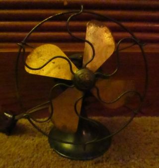 Antique Electric Fan Ge Mini Rare Vintage Old Brass Blade Fan