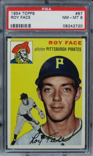 1954 Topps Roy Face 87 Psa 8 Nm - Mt