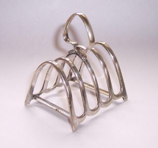 Antique Vintage Silver Plated Toast Rack Four Slice Gothic Arch Style