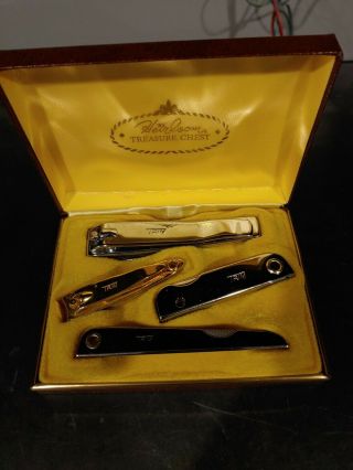Vintage Finger Nail Clippers Grooming Set Of 4 Heirloom Treasure Chest Usa