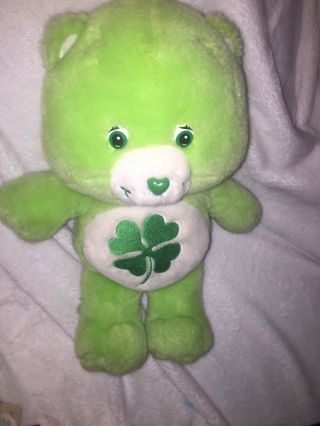 2002 Care Bears Plush Good Luck Lucky Green Shamrock Bear 15 " Stuffed Animal Toy