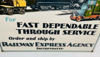 RAILWAY EXPRESS AGENCY INC.  Fast Dependable Service SIGN PORCELAIN from 1984 EUC 2