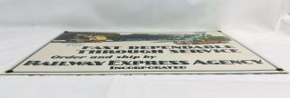RAILWAY EXPRESS AGENCY INC.  Fast Dependable Service SIGN PORCELAIN from 1984 EUC 3