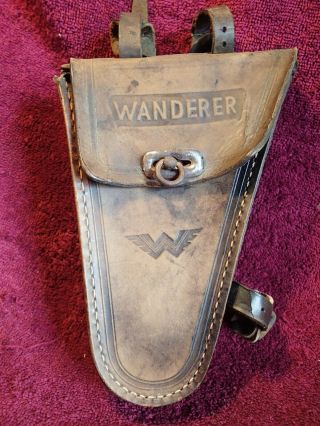 Early 1900 Wanderer Antique Vintage Bicycle Triangle Leather Tool Bag German