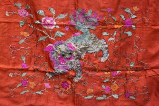 Antique Chinese Hand Embroidered Silk Fabric Textile Panel 32 