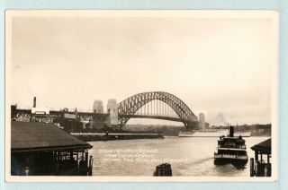 Vintage Postcard Sydney Harbour Bridge At C.  Quay Showing P&o Royal Mail Steamer