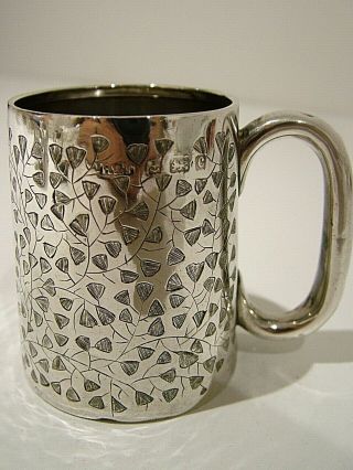Quality Hm1902 Antique Solid Silver Christening Mug Tankard Cup Edwardian 324
