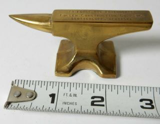 Vtg Brass Fullen Construction Scottsbluff Nebraska Jewelers Anvil Paperweight