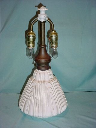 Large Antique Adjustable Bradley & Hubbard B&h Slag Glass Table Lamp Base Art