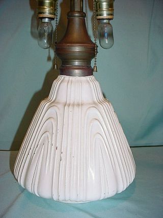 LARGE ANTIQUE ADJUSTABLE BRADLEY & HUBBARD B&H SLAG GLASS TABLE LAMP BASE ART 3