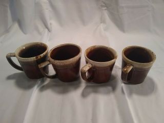 Set Of 4 Mccoy Pottery Brown Drip Glaze Mugs Coffee Cups Vintage Usa