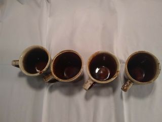Set Of 4 McCoy Pottery Brown Drip Glaze Mugs Coffee Cups Vintage USA 2