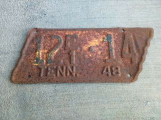 1948 Tennessee State Shape License Plate