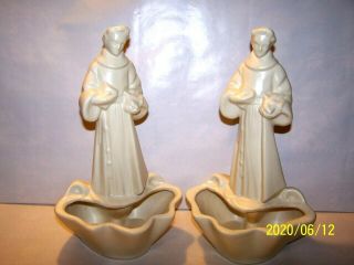 Hull Pottery Usa Vintage St Francis Of Assisi Planter Holy Water Font