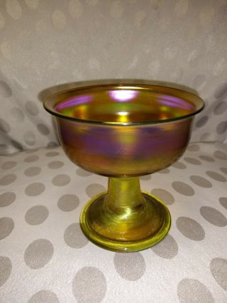Antique L.  C.  T.  Tiffany Gold Iridescent Favrile Glass Goblet Cup