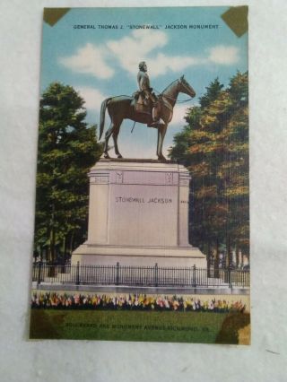 General Thomas J Stonewall Jackson Monument Vintage Postcard
