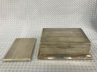 Matching Art Deco Silver Playing Card Box And Cigarette Case - Hallmarked 126