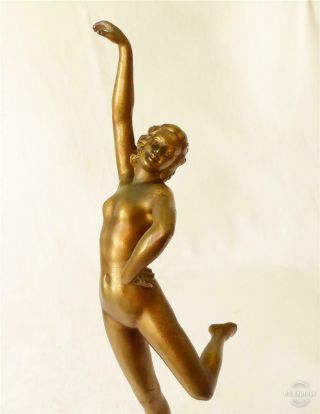 Good Sized 1930’s Art Deco Figure Of A Dancing Nude Lady On Marble Base