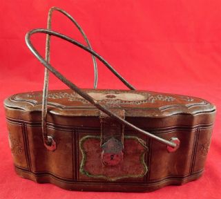Victorian Ladies 1850s Leather Etui Sewing Companion Necessaire Valise Box Purse