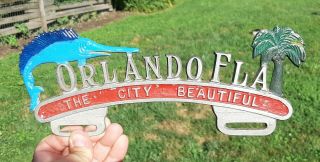 Vintage Orlando Florida License Plate Topper Attachment " The City " Fl