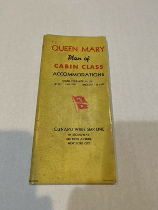Ss Queen Mary 1938 Cunard White Star Line Cabin Class Deck Plan With Photos