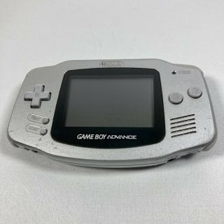 Vintage Nintendo Game Boy Advance Agb - 001 Silver Handheld System With Game Read