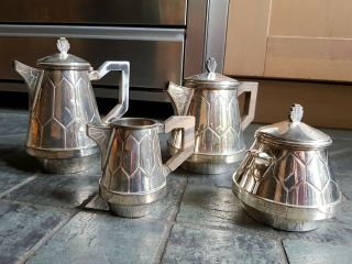 Silver Plated Art Deco Vintage Tea Coffee Set
