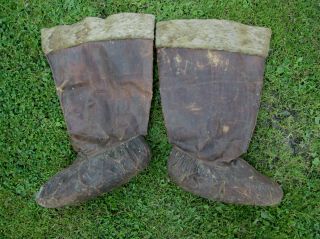 Early Antique Native American Indian Eskimo Boots,  Hand Made Moccasins