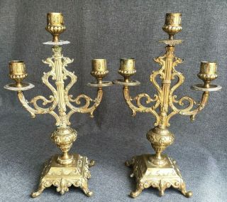 Antique Napoleon III candlesticks chandelier bronze France 19th century 2