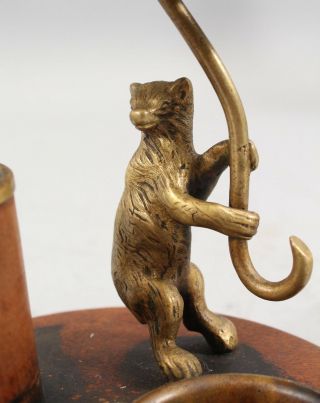 Antique 19thC Wood & Brass Figural Bear Umbrella Cigar & Match Holder,  NR 3