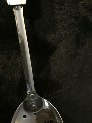 Vintage EKCO USA Chromium Plated Slotted Spoon /w White Tulip Handle Design 3