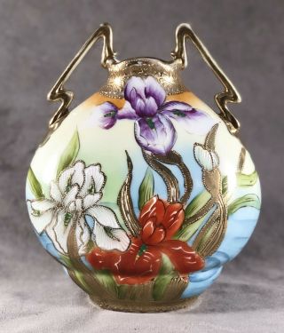 Rare - Antique Hand Painted Gilded Art Nouveau Japanese Vase C1890 - 1900