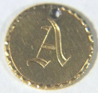 Antique 1853 Us One Dollar $1 Gold Coin Love Token Initial “a”